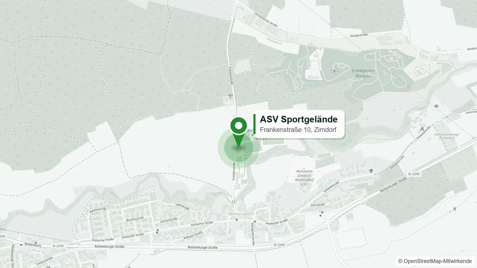Karte: ASV Sportgelände an der Frankenstraße 10 nördlich von Wintersdorf